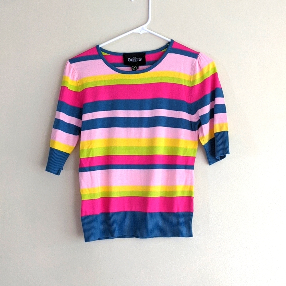 Collectif Modcloth Rainbow T-Shirt Sweater Size 10 Small